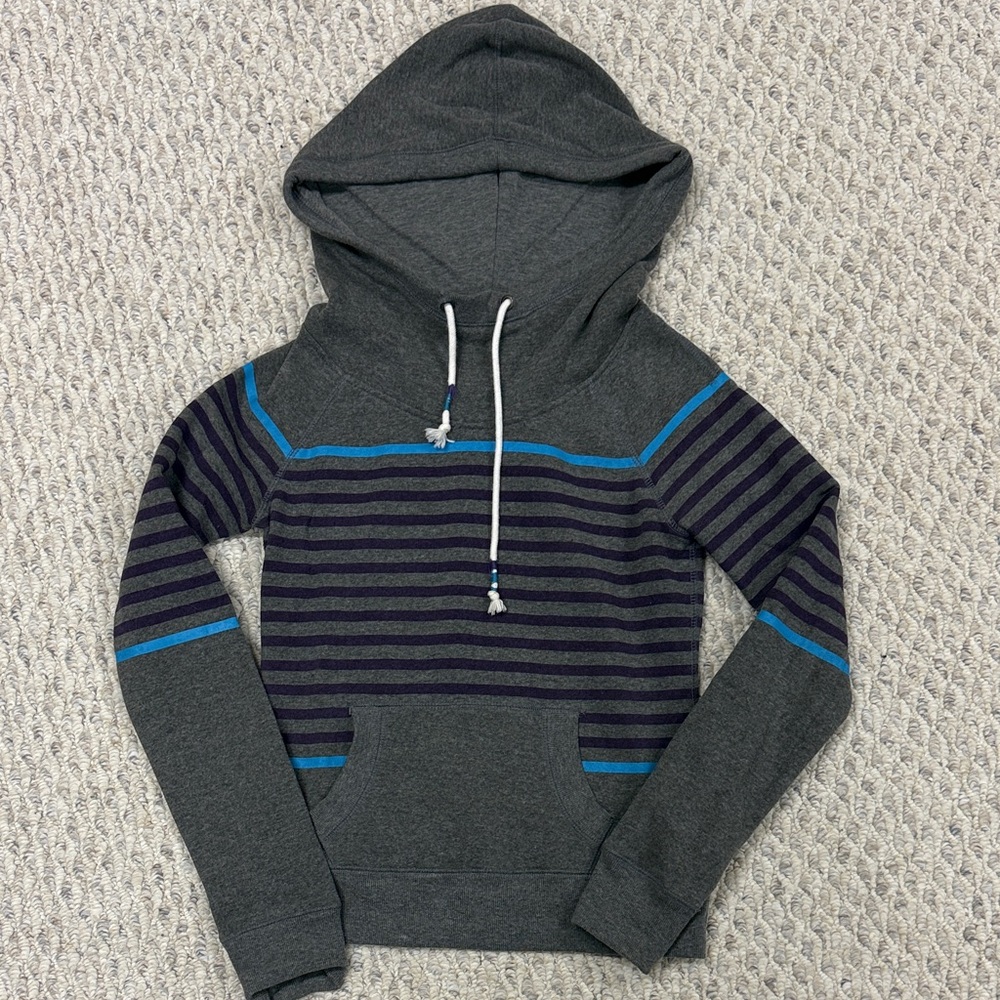 Bluenotes Gray and Blue Striped Hoodie